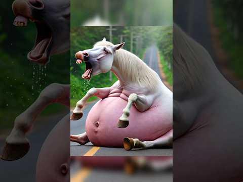 After help mare gives birth to two foals #animalhelp #horsehelp #youtubeshorts