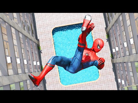 GTA 5 Spider-Man Falling Off Highest Buildings (Spiderman Jumps & Ragdolls) #4