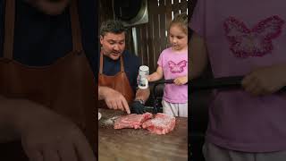 Salting the A5 wagyu steak correctly 😂 #wagyu #wagyusteak