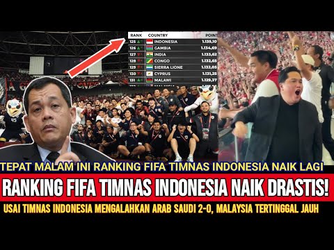 🔴YES TEPAT MALAM INI! RANKING FIFA TIMNAS INDONESIA KEMBALI NAIK ! MALAYSIA TERTINGGAL JAUH