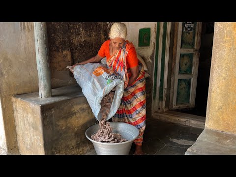 Grandma daily routine / பாட்டி செய்த புண்ணாக்கு கீரை பொறியல் / Groudnut oil cake recipe