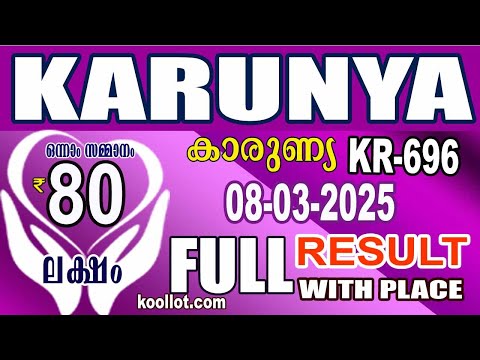 KERALA LOTTERY RESULT|FULL RESULT|karunya bhagyakuri kr696|Kerala Lottery Result Today|todaylive