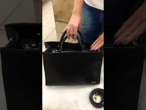 LONDON Bolsa pasta couro legítimo troca de alças de mão/ombro/transversal preta