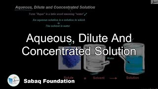 Aqueous, Dilute And Concentrated Solution