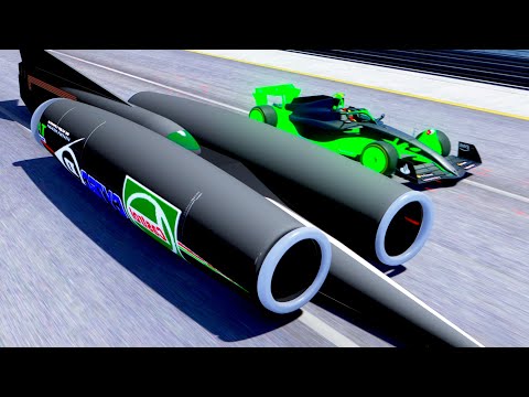 3 Million HP Ferrari F1 Alien Engin vs Thrust SSC at Special Stage Route X