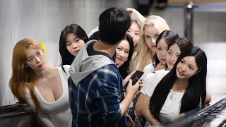 에스컬레이터 미녀들로 꽉 채웠을 때 남자의 반응