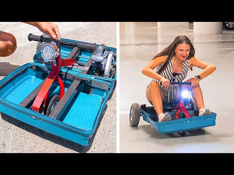 I turned Suitcase into Electric Scooter! Simple Inventions