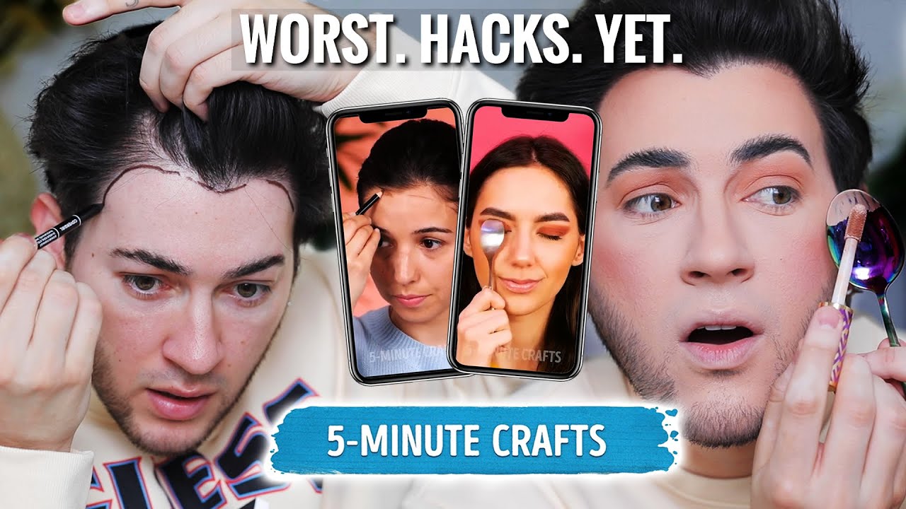 TESTING CRINGEY 5 MINUTE CRAFTS MAKEUP HACKS. they REALLY tried it