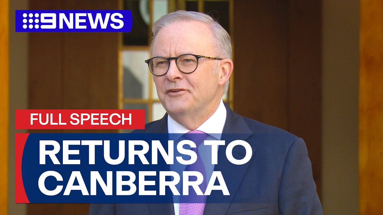 PM Anthony Albanese addresses the media in Canberra after election win | 9 News Australia