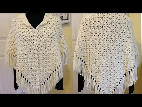 شال كروشيه مثلث بسيط وسهل للمبتدئين/crochet shawl