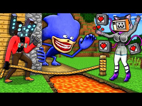 SECRET TRAP for THE SONIC TAPES vs TV WOMAN and SPEAKER MAN vs SKIBIDI TOILET in MINECRAFT animation