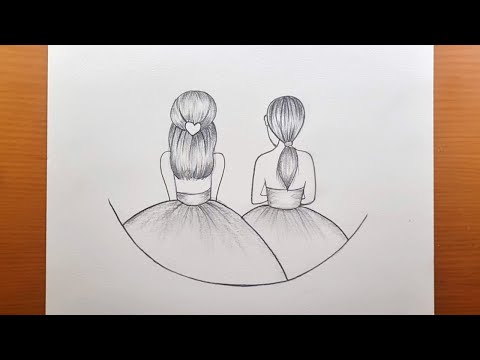 Aprenda a desenhar amigas  | Aprenda a desenhar meninas com lápis | Desenho fácil de meninas