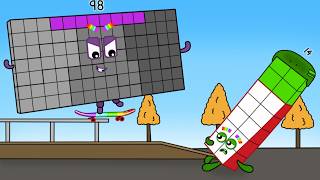 Hey, I'm back to skateboarding, Numberblocks 98 - Numberblocks fanmade coloring story