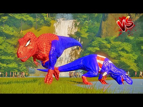 All Superhero Dinsoaur Battle in Jurassic World SPIDER-MAN |Dinosaur Best SuperHero Team|