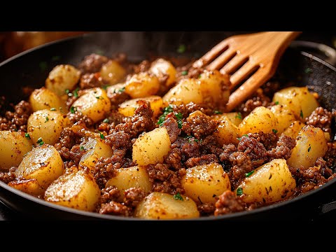 Just add ground beef to the potatoes! And the result will be amazing! Simple dinner recipe!