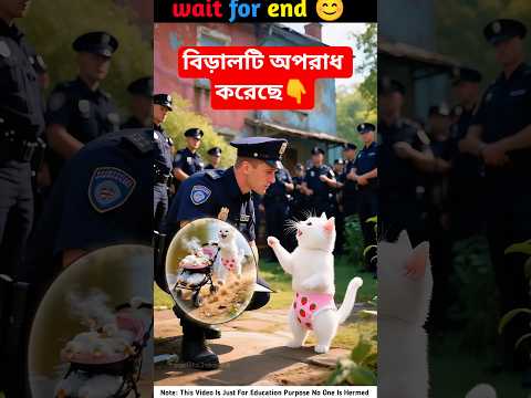 বিড়ালটিকে পুলিশে ধরে নিয়ে গেল 🐈👮‍♂️ #funnycats #catvideos #cat #aicats #cats #aicartoon #shorts