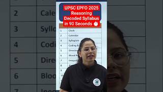 UPSC EPFO Decoded Syllabus for Reasoning | USPC EPFO APFC & EO AO Exam Syllabus | UPSC EPFO Syllabus