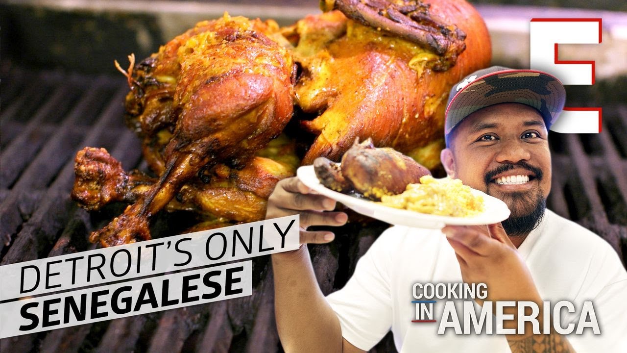 Whole Fried Chicken at Detroit's Only Senegalese Restaurant Cooking in America