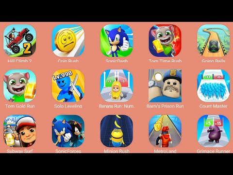 Tom Time Rush,Barry's Prison Run,Roblox,Sonic Forces,Sonic Dash,Subway Surf,Count Master,Metroland