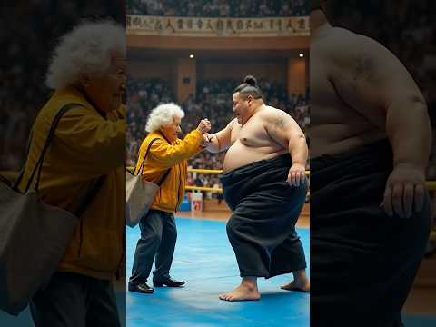 Tiny Fighter Granny vs Bun-Head Sumo!👊 #kungfu #boxing #wushufight