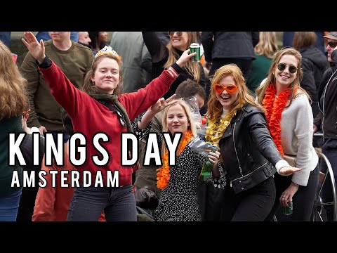 &#127881; Kings Day Amsterdam 2023 Street Party Boat Festival Walking Tour 4K