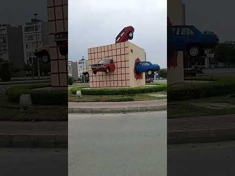 Sunny Day View Of Car Chowk In Bahria Town Orchard Lahore Punjab Pakistan Part:##$$04.