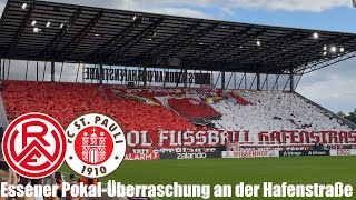 Rot-Weiss Essen - FC St. Pauli | gezogene Schals, Choreo & Pyro bei Essener Pokal-Überraschung 