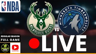 LIVE: Milwaukee Bucks x Minnesota Timberwolves NBA REAL-TIME PLAY BY PLAY | Regular Season