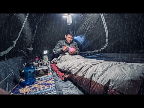 SOLO CAMPING IN RAIN WITH COZY RELAXING TENT • THE SOUND OF RAIN ASMR