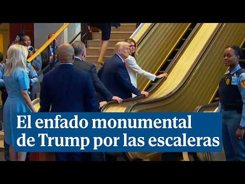 El enfado de Trump: acusa a la ONU de darle unas escaleras mecánicas con las que casi se cae Melania