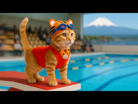 Kitten's First Swim! 😻🏊‍♂️ | Cat Mom Daisy's Tiger-Hat Kitten Journal