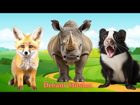 Amazing Animal Sounds: Fox, Rhino, Hippo, Skunk, Tortoise - Animal Videos