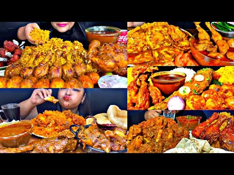 ASMR EATING SPICY CHICKEN BIRYANI, MUTTON BIRYANI, EGGS | BEST INDIAN FOOD MUKBANG |Foodie India|