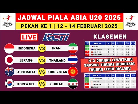 Jadwal Piala Asia U20 2025 - Timnas Indonesia vs Iran - Klasemen Piala Asia U20 2025 - Timnas u20