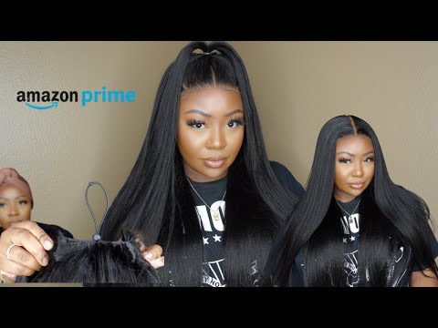 AMAZON PRIME WIG | *NEW* DRAWSTRING METHOD! YAKI STRAIGHT WIG INSTALL | UNICE