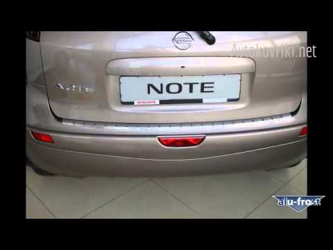 Накладка на бампер с загибом для Nissan Note 2006- Alufrost