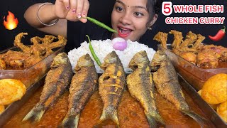 5 BIG WHOLE FISH CURRY, SPICY CHICKEN CURRY, MASALA EGG WITH RICE EATING😋🔥 EATING VIDEOS🌶️BIG BITES🤤