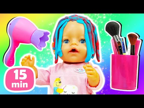 Giochi con la Tata perfetta nel salone di bellezza! Video con le bambole Baby Born per bambini