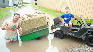 Hudson Saves Hay from Huge Storm and Deep Water
