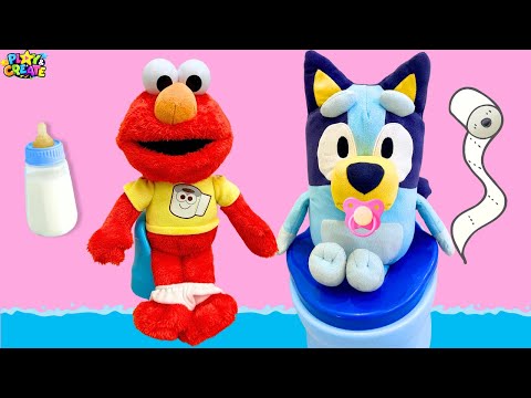 Bluey & Bingo, Elmo Potty Training! Bluey Baby and Baby Elmo Toy Adventures!