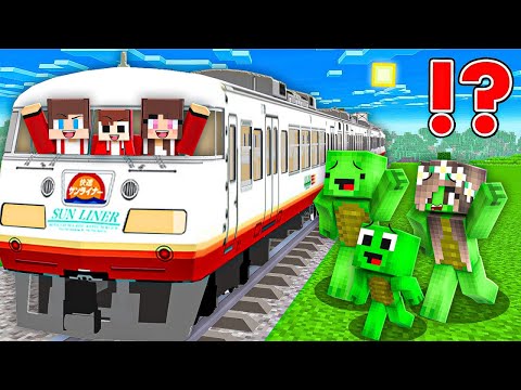 JJ and Mikey in FAMILY TRAIN HOUSE CHALLENGE in Minecraft Challenge - Maizen JJ and Mikey