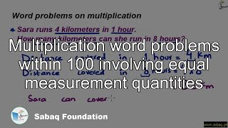 Multiplication word problems within 100 involving equal measurement quantities
