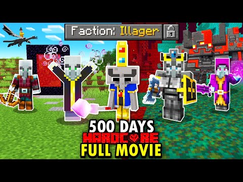 I Survived 500 Days in the Illager Faction in Hardcore Minecraft...