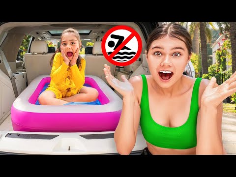 ¡Piscina en el Coche! Desafíos y Competencias con Carros y Motos con Nastya y Mía