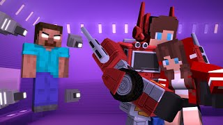 JJ and Mikey TRANSFORMER vs Herobrine : LAST STAND - Maizen Minecraft Animation