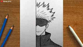 Easy anime drawing || How to Draw Gojo Satoru Step by Step || Step by Step Anime Art Sketch Tutorial