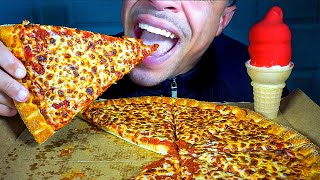 LITTLE CAESARS CHEESE PIZZA MCDONALD'S ICE CREAM CHOCOLATE DIPPED CONE NO TALKING EATING SHOW