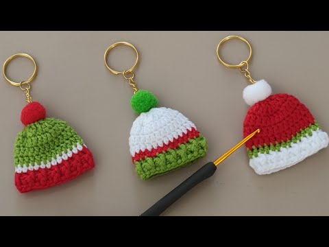 🎄🎅Perfect Christmas Gift Idea! Easy & Fun Handmade Crochet Santa Hat Keychain