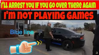 🔵I'll arrest you if you step over there! I'm not playing games 1st amendment audit fail🟠