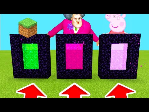 Minecraft PE : DO NOT CHOOSE THE WRONG PORTAL! (ScaryTeacher3d,Minecraft,PeppaPig)